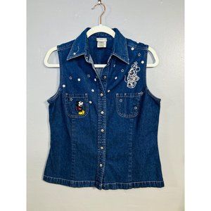 Vintage Disneys Micky & Minnie Embroided Denim Vest Size M